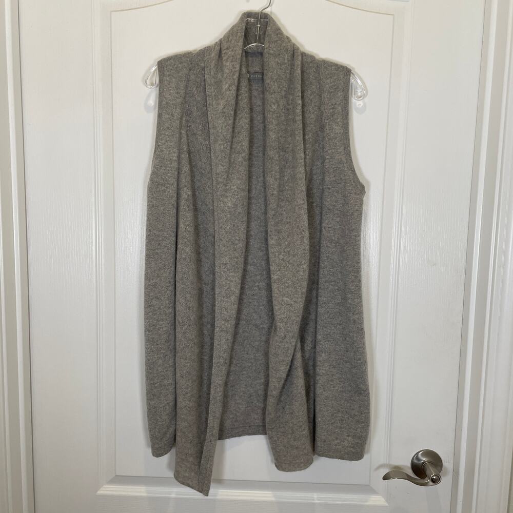 "In Cashmere" 100% Gray Open Front Vest Layering Drape Minimalist‎ Cozy M